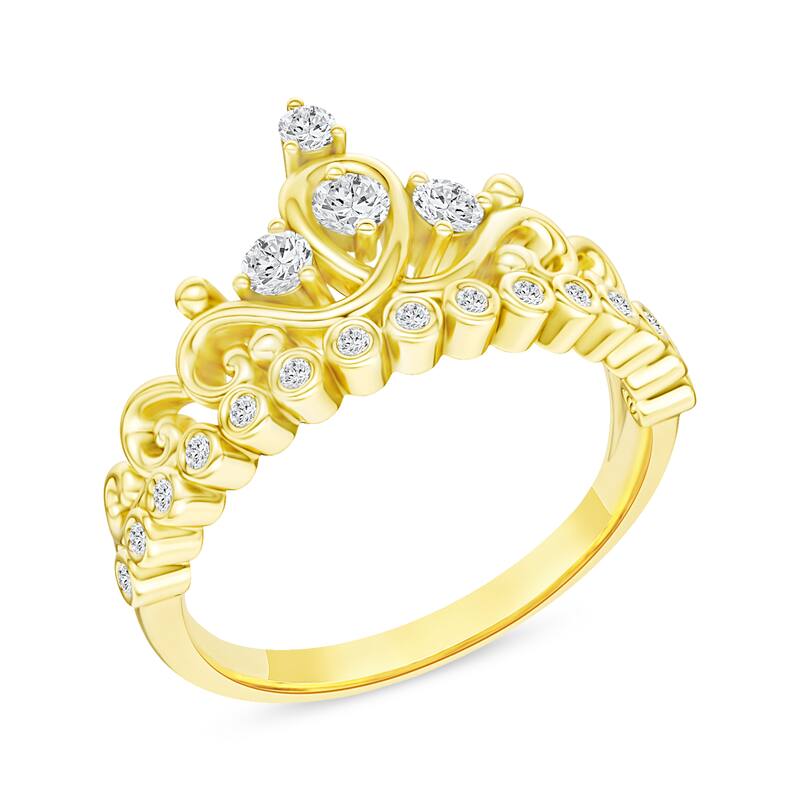1/4ct TDW Diamond Crown Ring in 10K Gold for Women