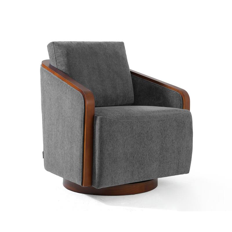 Mid-Century Modern Swivel Accent Armchair Chenille Upholstered Chairs