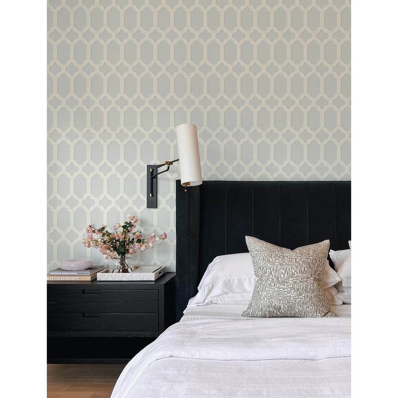 Chesapeake Chervil Sky Blue Trellis Wallpaper