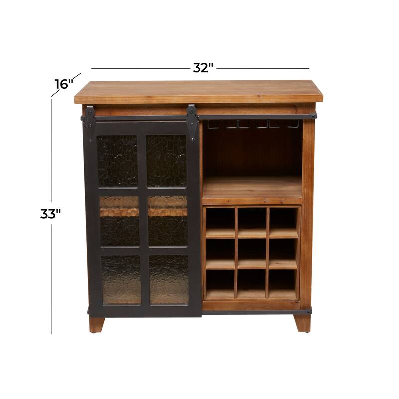 Brown Fir Industrial Standing Wine Rack - 32 x 16 x 33