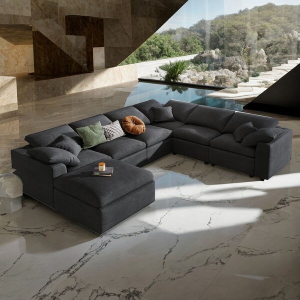 Oversized Modular Sectional Sofa with Ottoman, L Shaped Corner