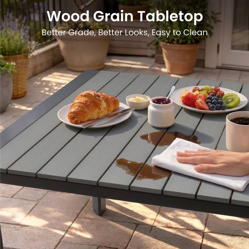 7/9/11-Piece Patio Dining Set Outdoor Aluminum Rectangle Dining Table and Stackable Chairs