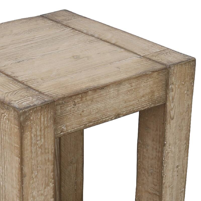 Mao Side End Table, 22 Inch Square Top with Chunky Legs, Rustic Brown