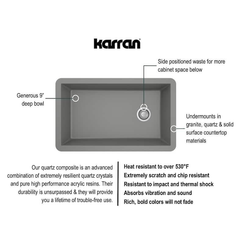 Karran Undermount Quartz Single-bowl Kitchen Sink