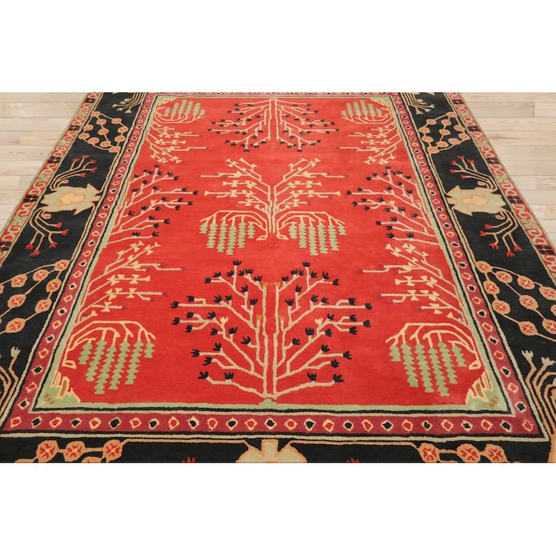 Hand Tufted Transitional Oriental Rug Multi Coral Wool Art & Crafts