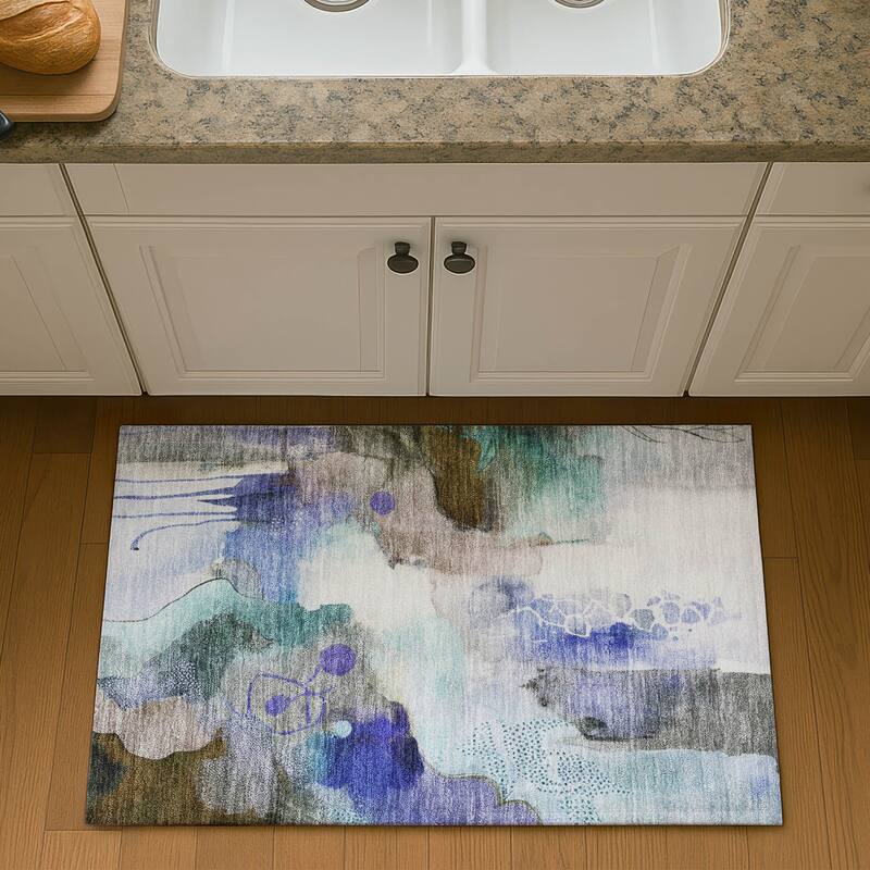 Premium Washable Super Soft Abstract Contemporary Mayfield Rug - Brown - 1'8" x 2'6"