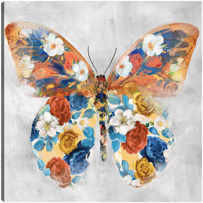 Papillon Fleurs I By Studio Arts Canvas Art Print