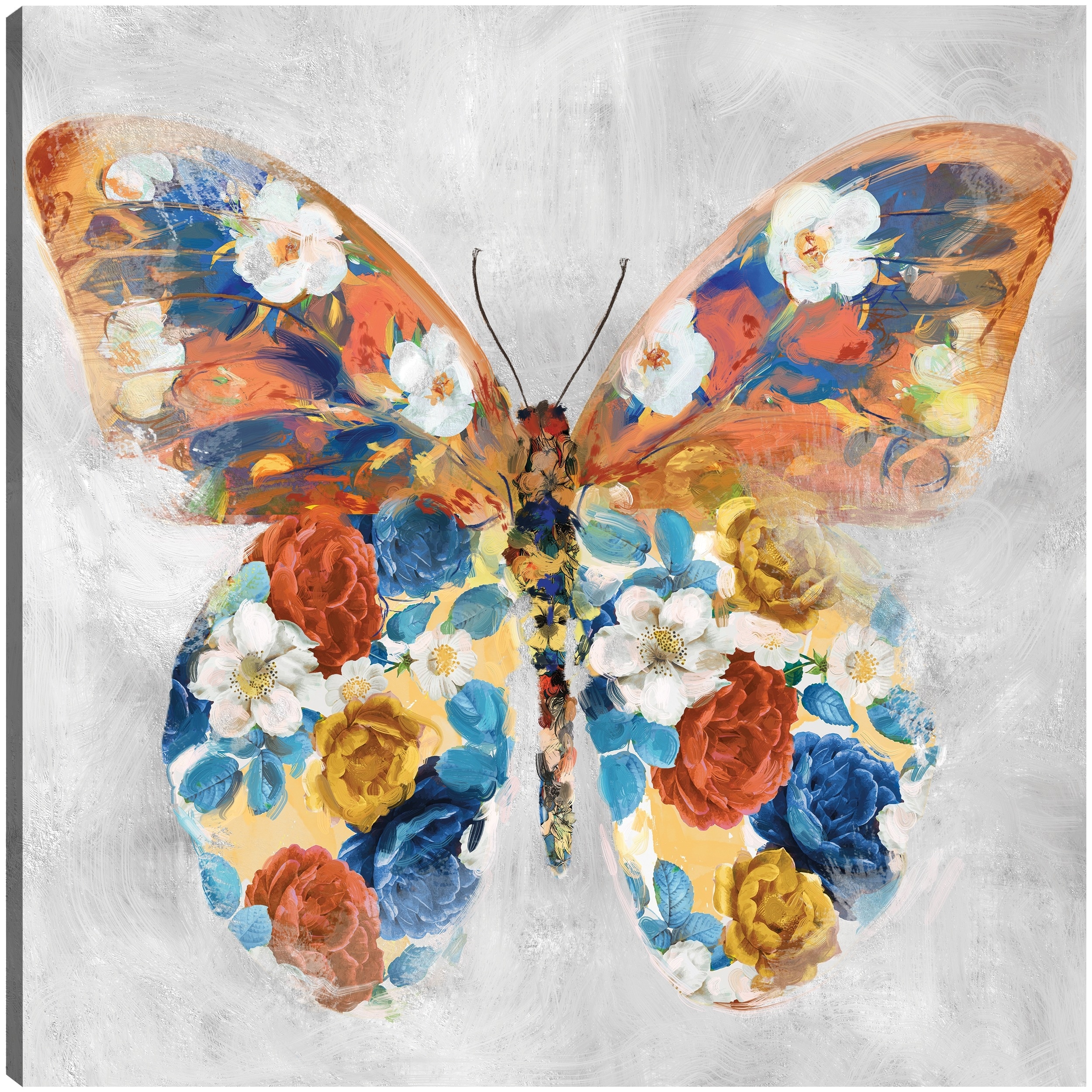 Papillon Fleurs I By Studio Arts Canvas Art Print