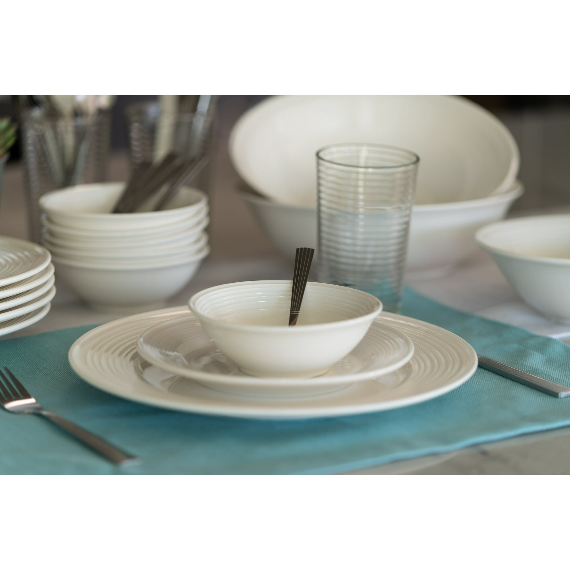 62 Piece Stoneware Dinnerware Set Service for 6