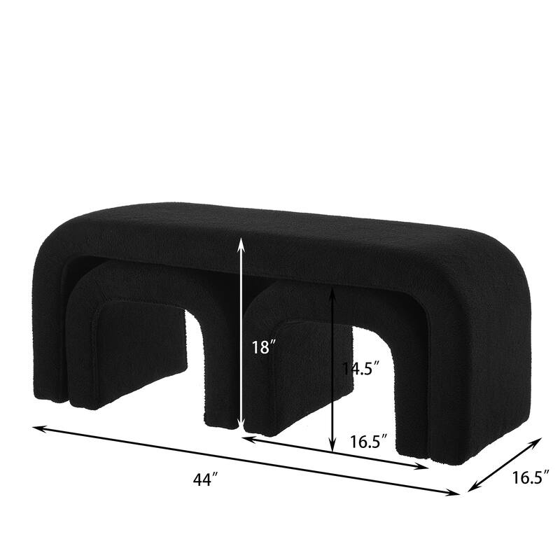 Set of 3 U-Shaped Modern Bench Teddy Ottoman Bench for Entryway, Bedroom End of Bed, Set of 3 Small Sofa Footrest Extra Seating