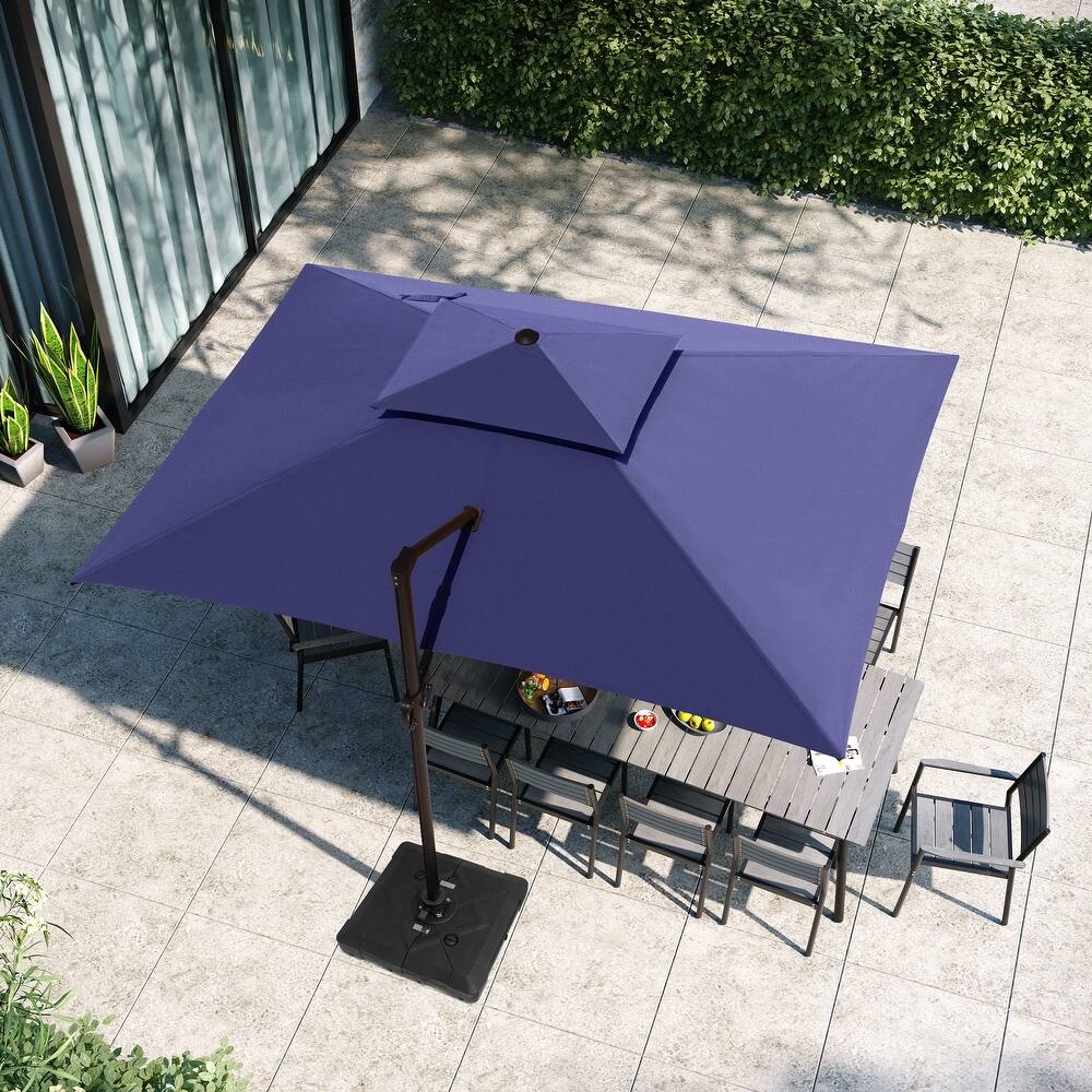 VredHom Outdoor Patio Offset Umbrella 360 Degree Rotation with Base