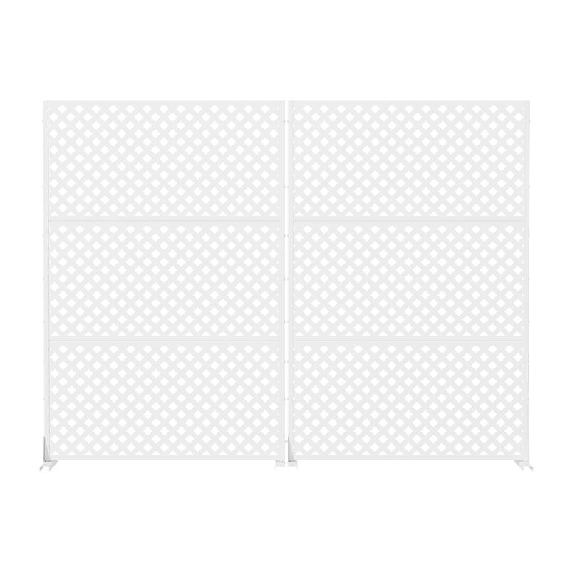 Outdoor Rectangle Privacy Screens Metal Screen Fence Panel Set of 2