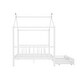 preview thumbnail 14 of 28, Full Size Metal House Platform Kids Bed Frame with Headboard, Footboard, 2-Storage Drawers & Roof Design for Bedroom, White