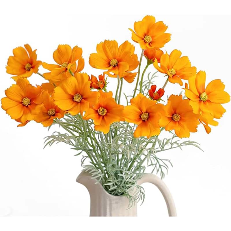 Orange Silk Decorative Artificial Cosmos Faux Flowers