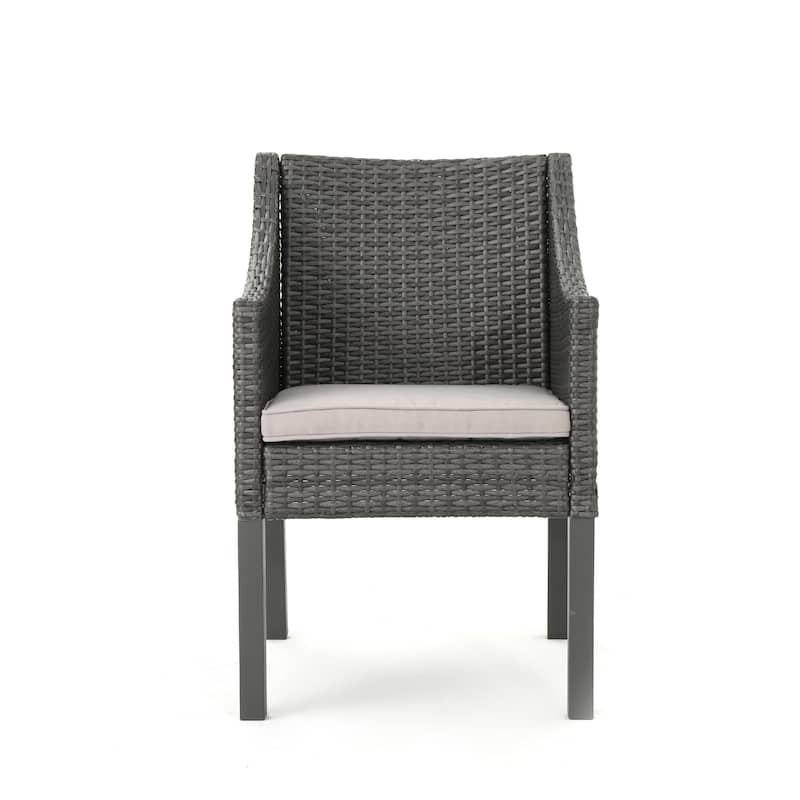 Antibes Outdoor Wicker Dining Chair with Cushions (Set of 4) by Christopher Knight Home - Grey
