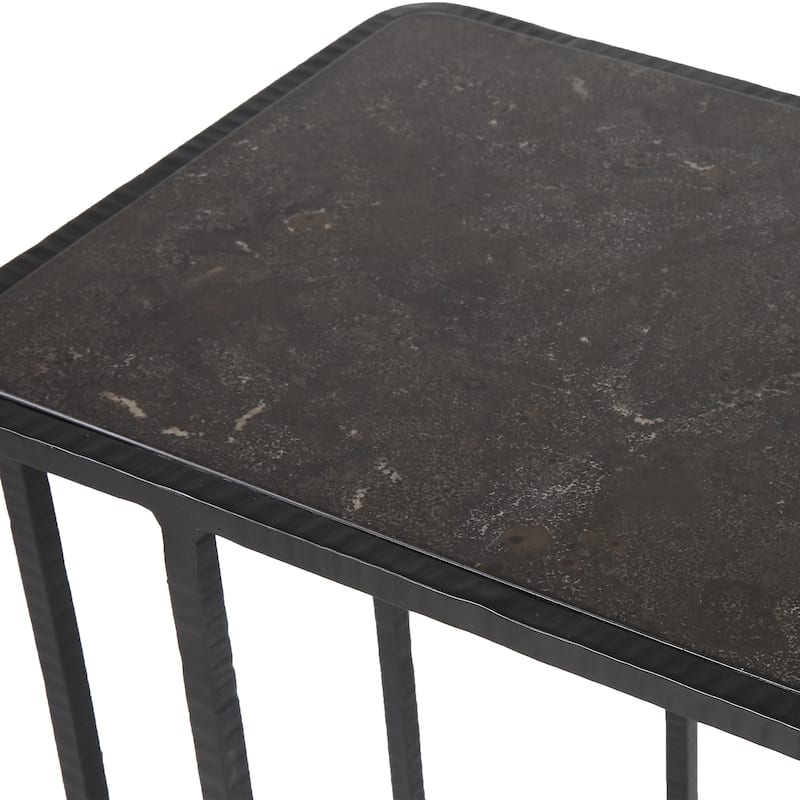 Uttermost Cavern Stone & Iron Accent Table - 17.9 W X 24 H X 12 D (in)