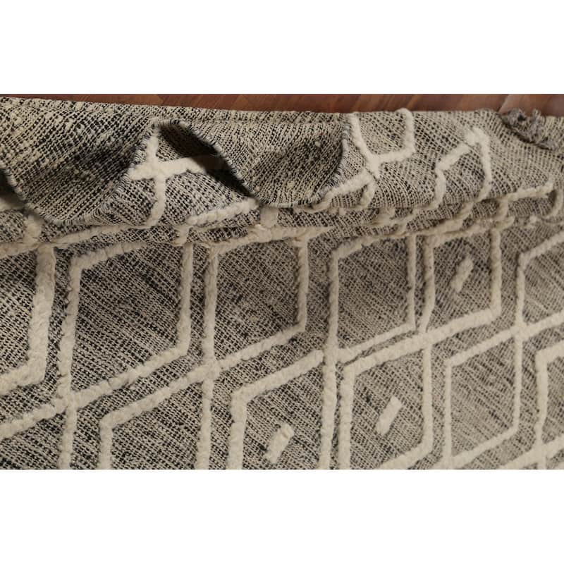 Trellis Moroccan Area Rug Handmade Oriental Wool Carpet - 6'10"x 10'3"