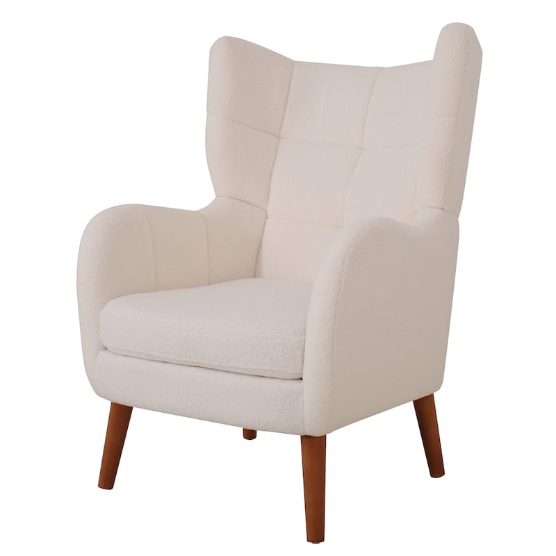 Christopher Knight Home - Josh 41" High Back Teddy Accent Chair, Comfy Modern Armchair with Birch Wood Legs