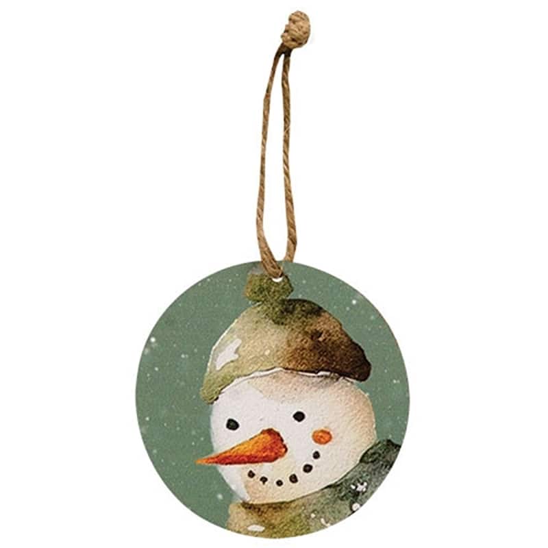 Watercolor Snowman Ornaments for Holiday Tree Decor 2 Asstd - 3" x 0.25" x 3"