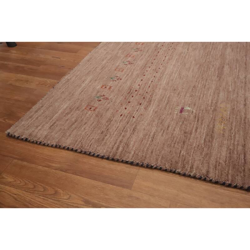 Hand Knotted Oriental 100% Wool Carpet Tribal Animal Pictorial Brown Gabbeh Area Rug - 7' 9'' X 5' 0''