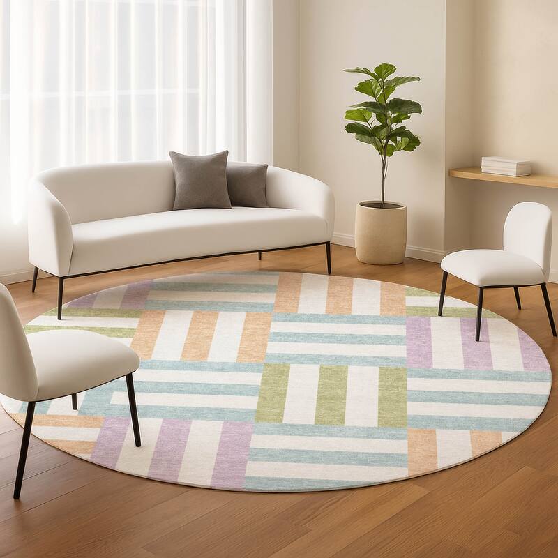 Machine Washable Indoor/ Outdoor Modern Hatch Chantille Rug