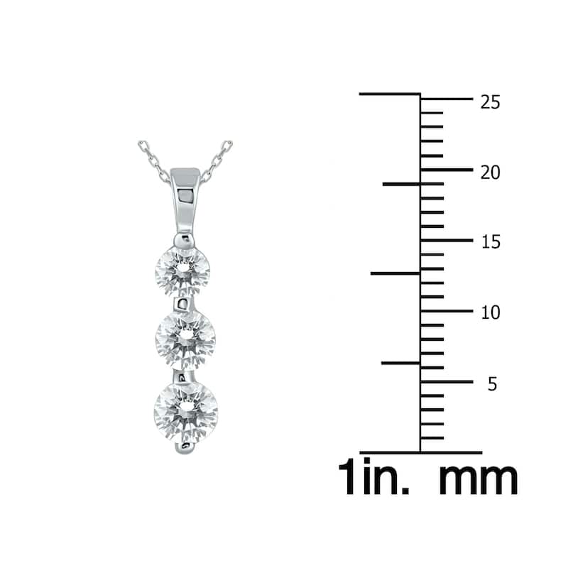 Marquee 14k White Gold 1ct TDW Diamond Graduated 3-stone Pendant