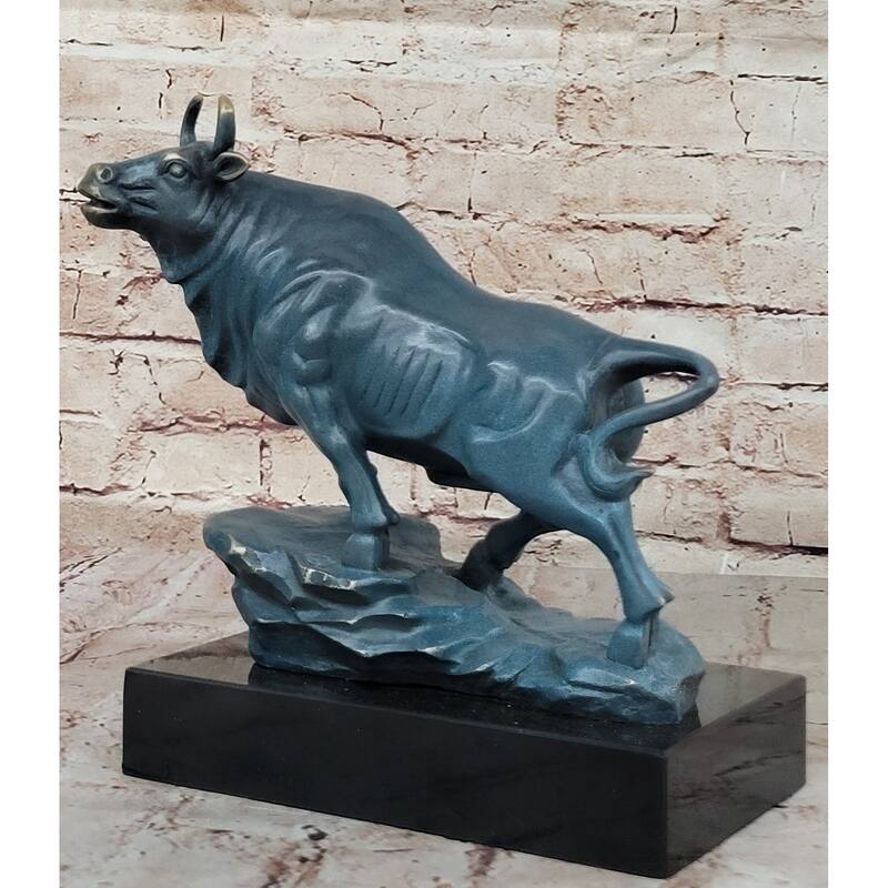 Standing Bull Bronze Sculpture - Powerful Animal Symbol Art By Milo