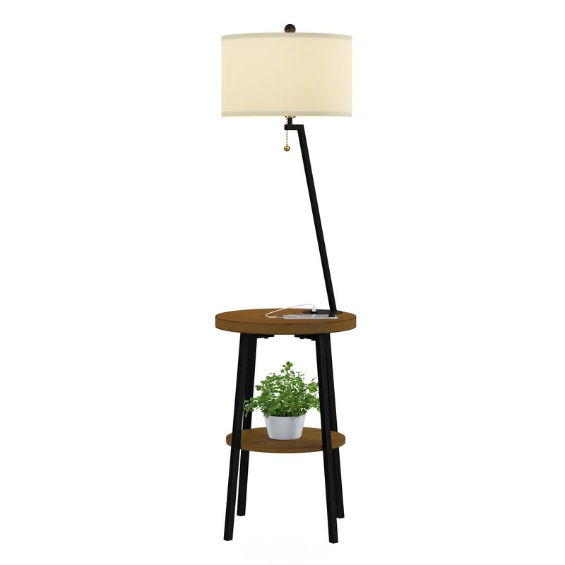 Lavish Home Modern Floor Lamp with Table - (L) 17.25" x (W) 17.25" x (H) 58"