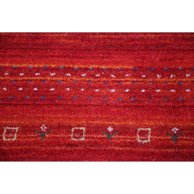 Tribal Gabbeh Indian Area Rug Hand-Knotted Modern Wool Carpet - 8'0" x 9'5"