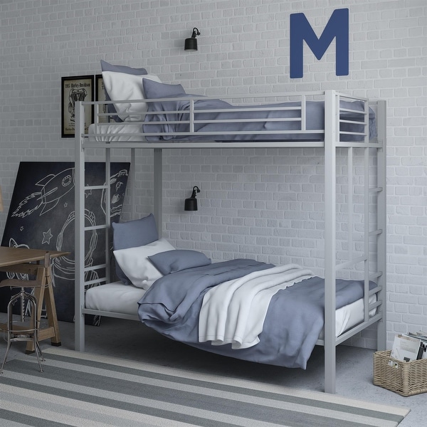 Qualler Gray Twin over Full Adjustable Stairway Bunk Bed