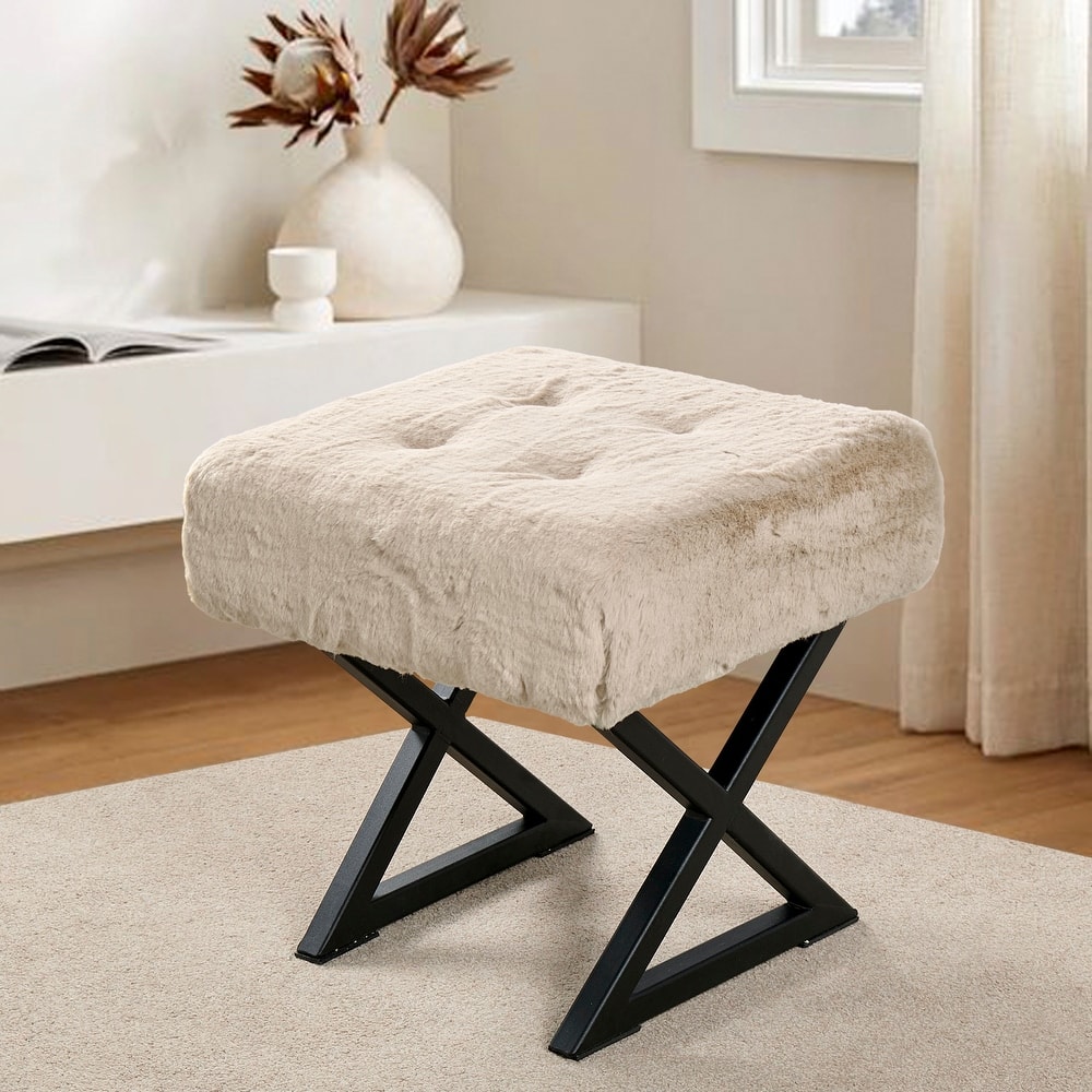 FauxFur Ottoman Vanity Stool 19"X19"X19".