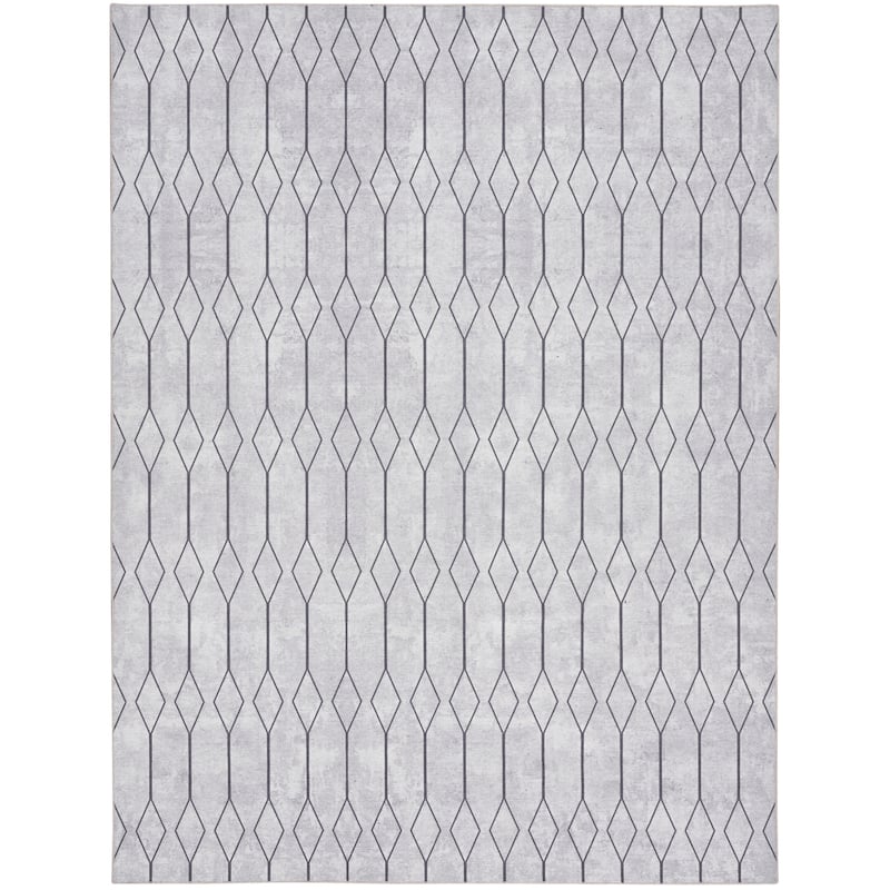 New Concept Washables Indoor only Geometric Machine Washable Area Rug - 9' 2" x 12' - Ivory/Grey - Rectangle