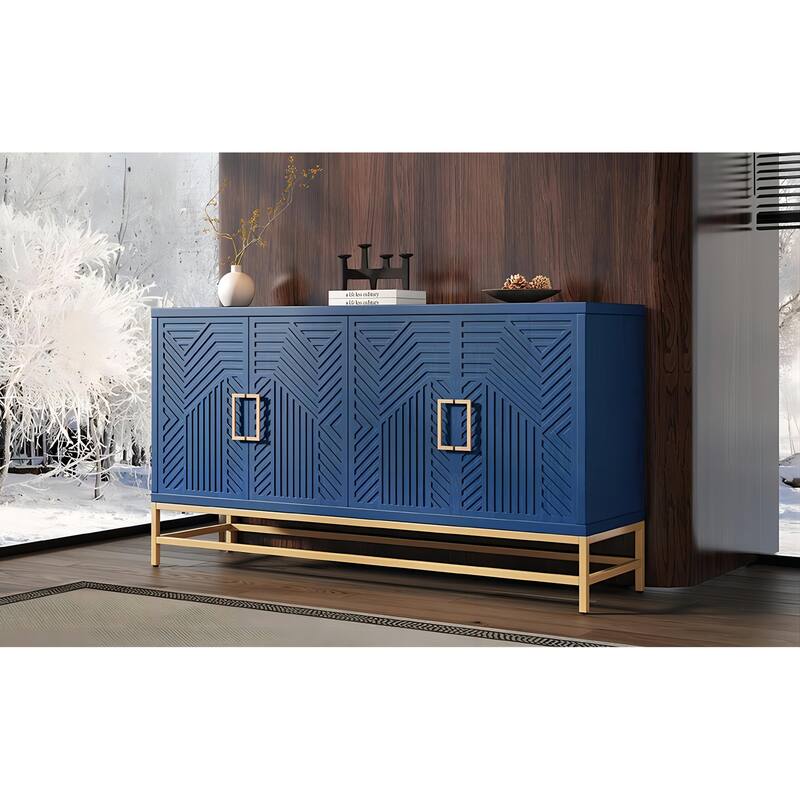 Rectangular Sideboard with Adjustable Shelves and metal legs