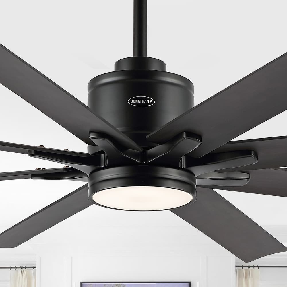 JONATHAN Y Miranda 66" 1-Light Contemporary Iron Mobile-App/Remote-Controlled 6-Speed Ceiling Fan with Integrated LED Light