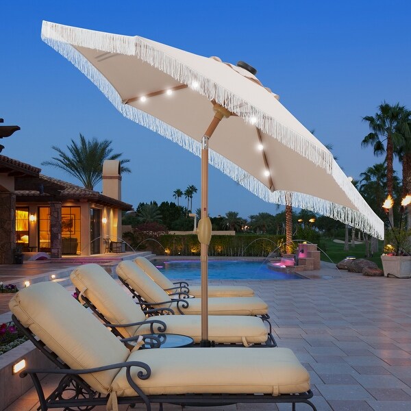 Ainfox 7FT Outdoor Patio Umbrella with Tilt Fringe Tassel Ainfox 7FT Outdoor Patio Umbrella with Tilt Fringe Tassel