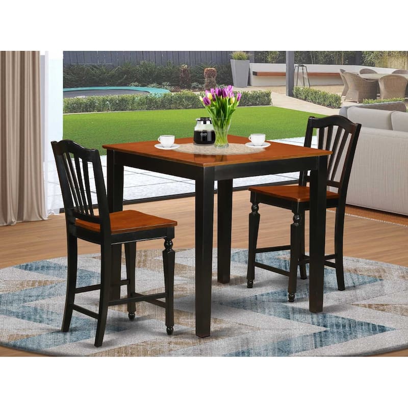 Counter Height Pub Set - 3 Piece Table & Chairs - Small Space Dining Set - Modern Kitchen Furniture