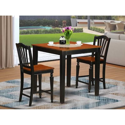 Counter Height Pub Set - 3 Piece Table & Chairs - Small Space Dining Set - Modern Kitchen Furniture
