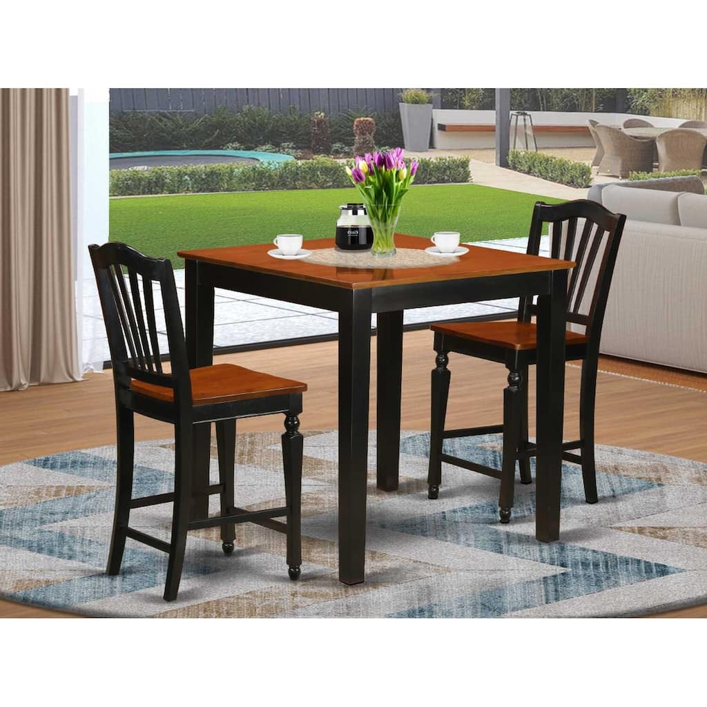 Counter Height Pub Set - 3 Piece Table & Chairs - Small Space Dining Set - Modern Kitchen Furniture