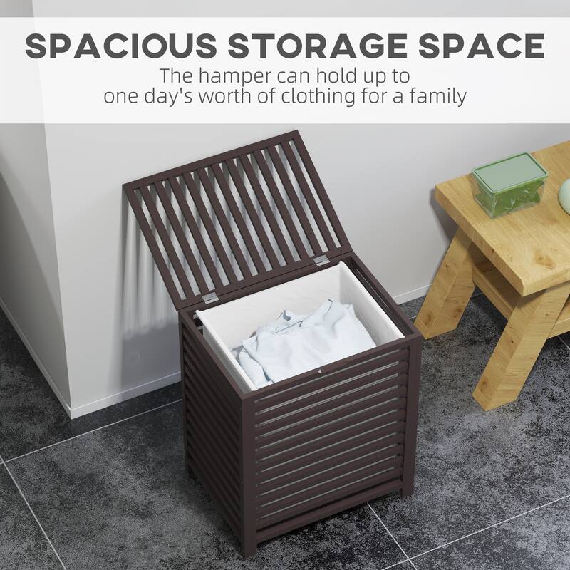 HOMCOM Bamboo Laundry Hamper with Lid and Removable Liner Bag