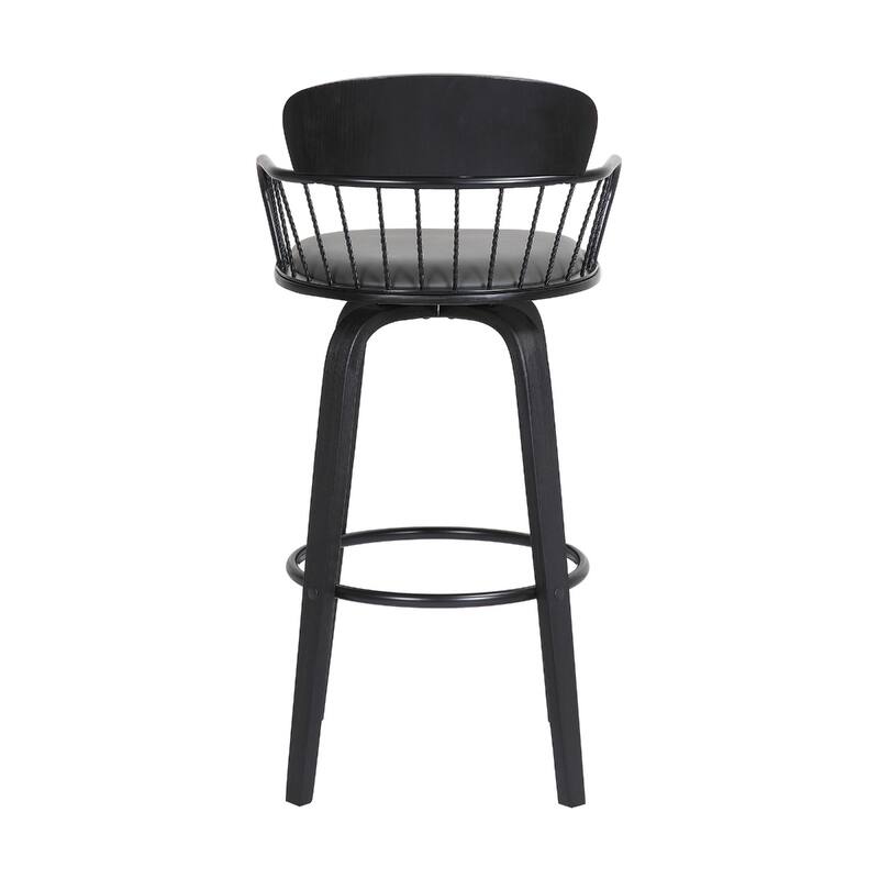 Faux Leather Counter Height Bar Chair with Arms, Swivel and Footrest