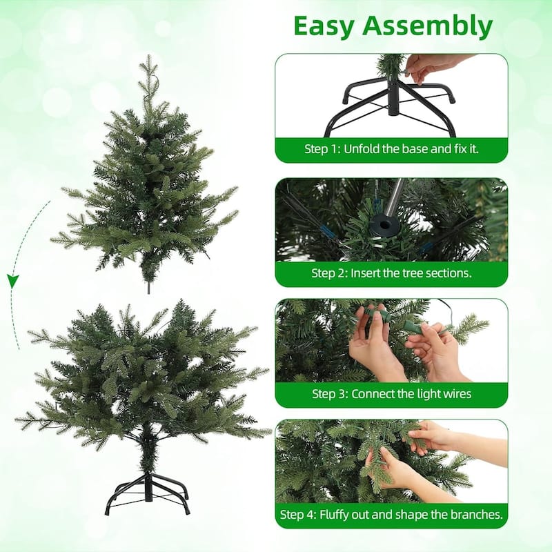 4 Ft Prelit Artificial Small Christmas Tree with Lights - 4FT