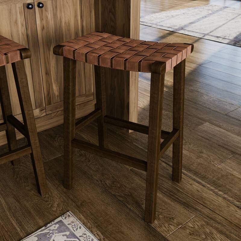 Maven Lane Noah Kitchen Dining Stool with Vegan Leather