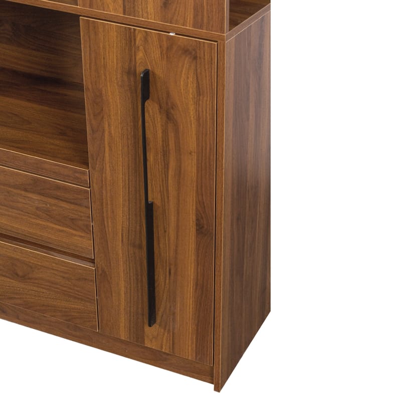 70.87" Pantry Cabinet With Multi-Functional Pull-Out Multi-Tier Shelf,4-Tier Side Shelf,2 Drawers,Freestanding Food Hutch