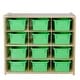 preview thumbnail 2 of 3, Wood Designs Birch 12 Cubby Storage Cabinet with Lime Green Tubs, Kids Montessori Organizers for Classroom, Kindergarten - 30"