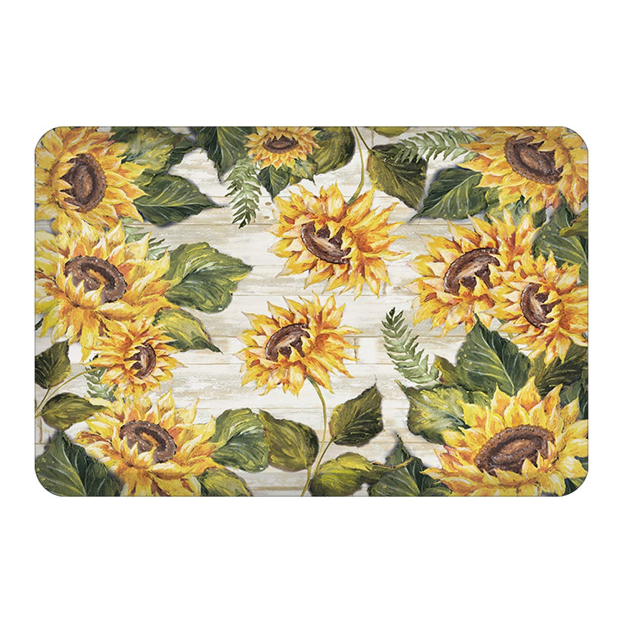 Sunflowers On Shiplap Kitchen Mat 20x30