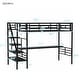 preview thumbnail 5 of 11, Metal Twin Loft Bed Frame with Desk, No Box Spring Needed, Black