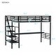 preview thumbnail 4 of 10, Twin Size Loft Bed w/ Desk for Kids, Heavy-Duty Metal Platform Bed Frame with Storage Staircase,Space Saving Loft Bed, Black