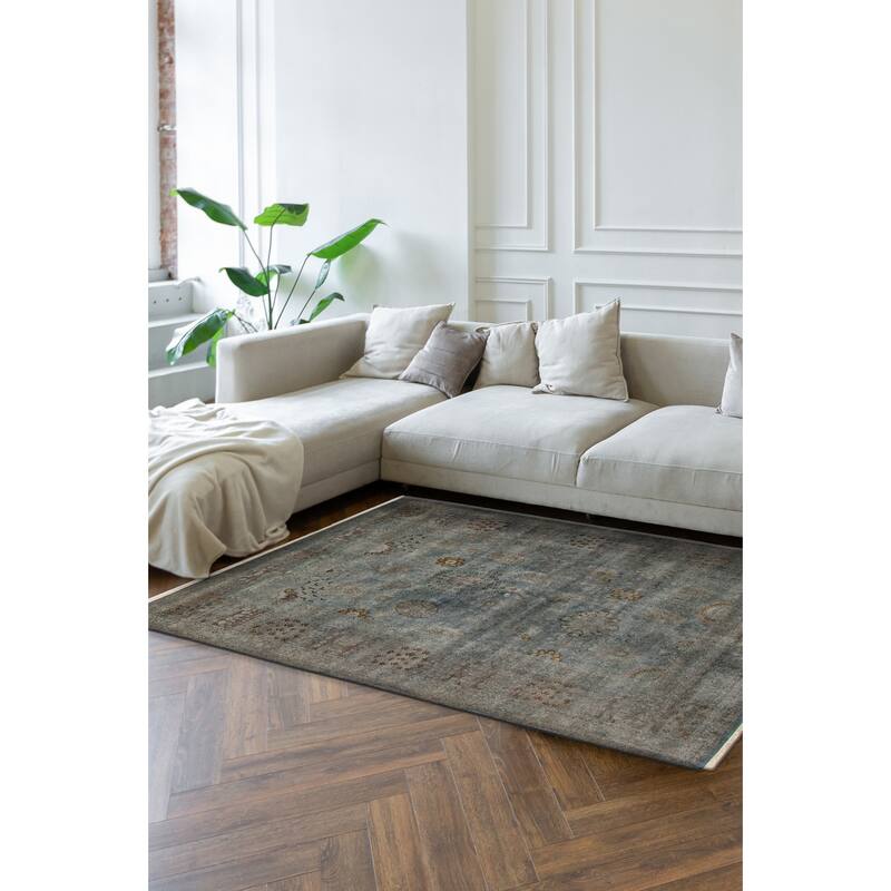 ECARPETGALLERY Hand-knotted Vibrance Light Denim Blue Wool Rug - 6'2 x 8'11