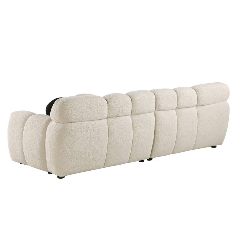 Wayna Modern Square Sofa, Sherpa Thick Cushion Double Sofa