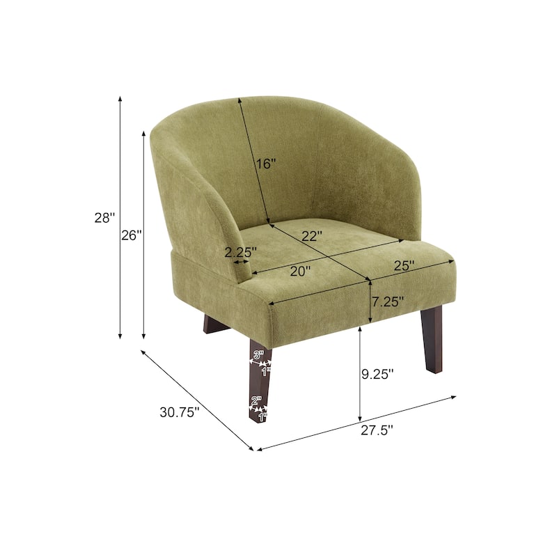Roomfitters Modern Accent Chair with Round Back & Wooden Legs, Mid-Century Lounge Chair for Living Room, Bedroom or Office